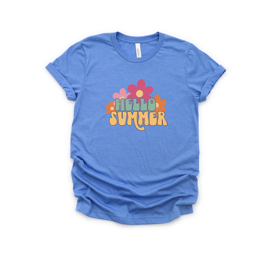 Hello Summer Flowers | Toddler Short Sleeve Crew Neck
