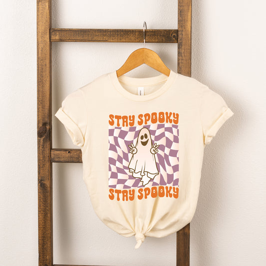 Checkered Stay Spooky Ghost | Youth Short Sleeve Crew Neck