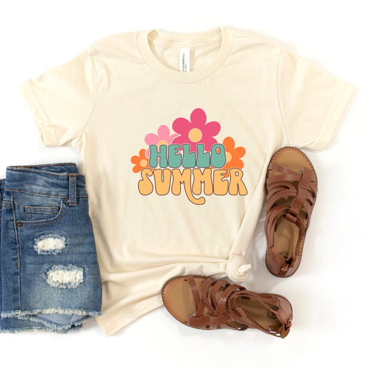 Hello Summer Flowers | Youth Short Sleeve Crew Neck