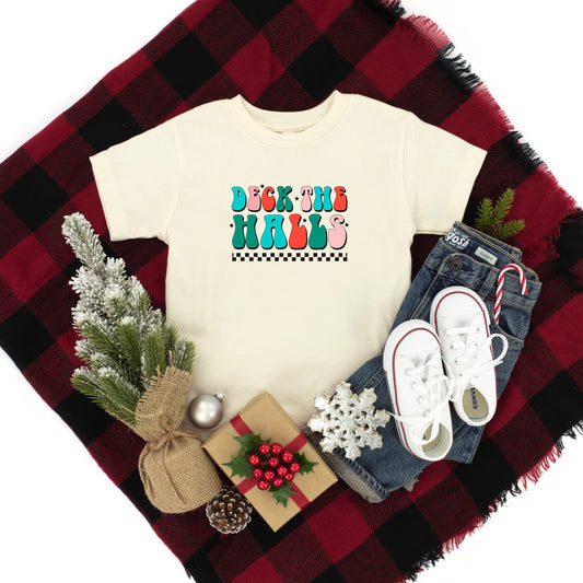 Retro Deck The Halls Checkered | Youth Short Sleeve Crew Neck