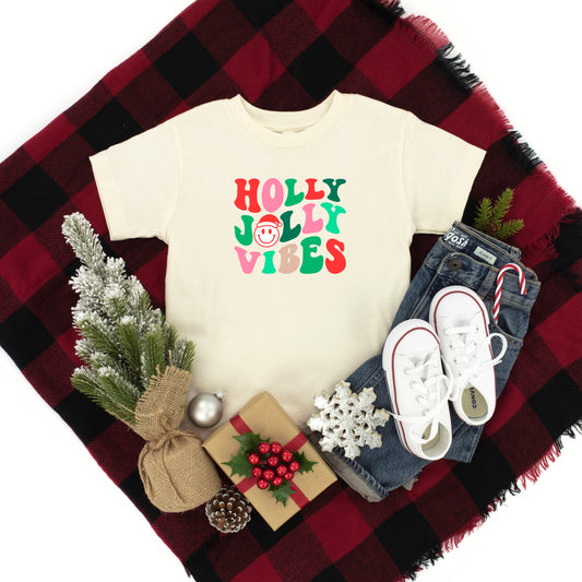 Holly Jolly Vibes Smile | Toddler Short Sleeve Crew Neck