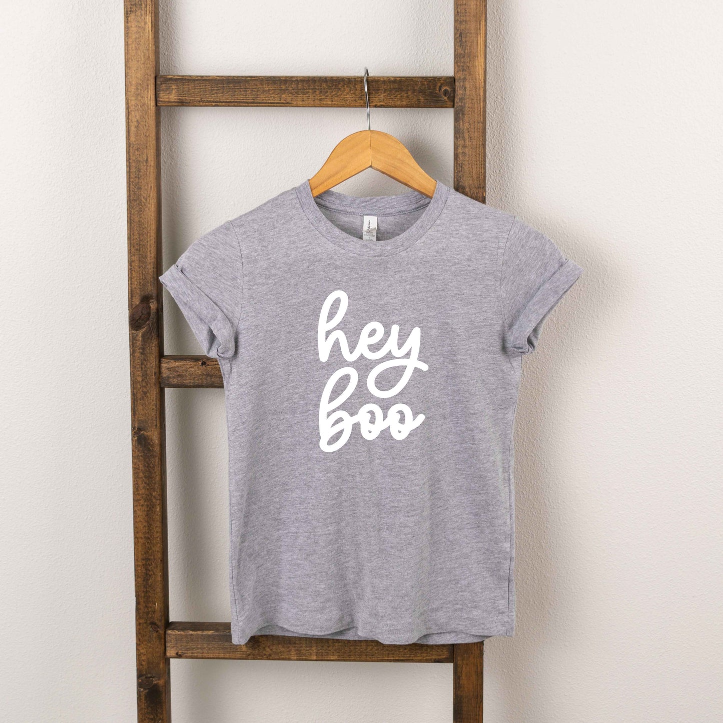 Hey Boo Cursive | Toddler Short Sleeve Crew Neck