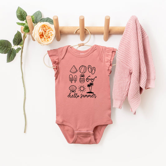 Hello Summer Chart | Baby Graphic Flutter Sleeve Onesie
