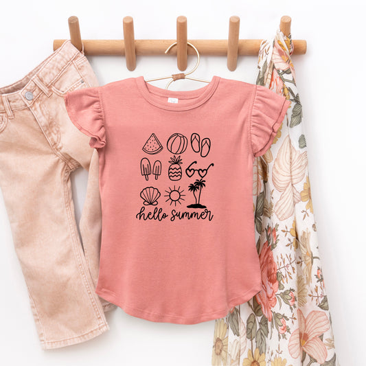 Hello Summer Chart | Toddler Graphic Flutter Sleeve Tee