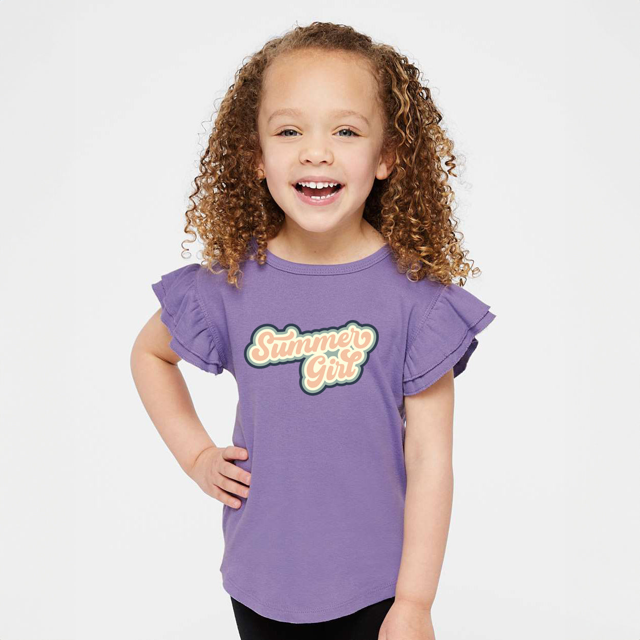 Summer Girl Retro | Toddler Graphic Flutter Sleeve Tee