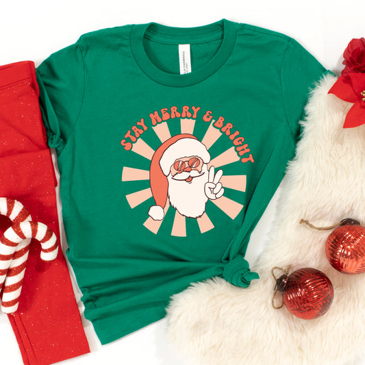 Stay Merry And Bright Santa | Youth Short Sleeve Crew Neck
