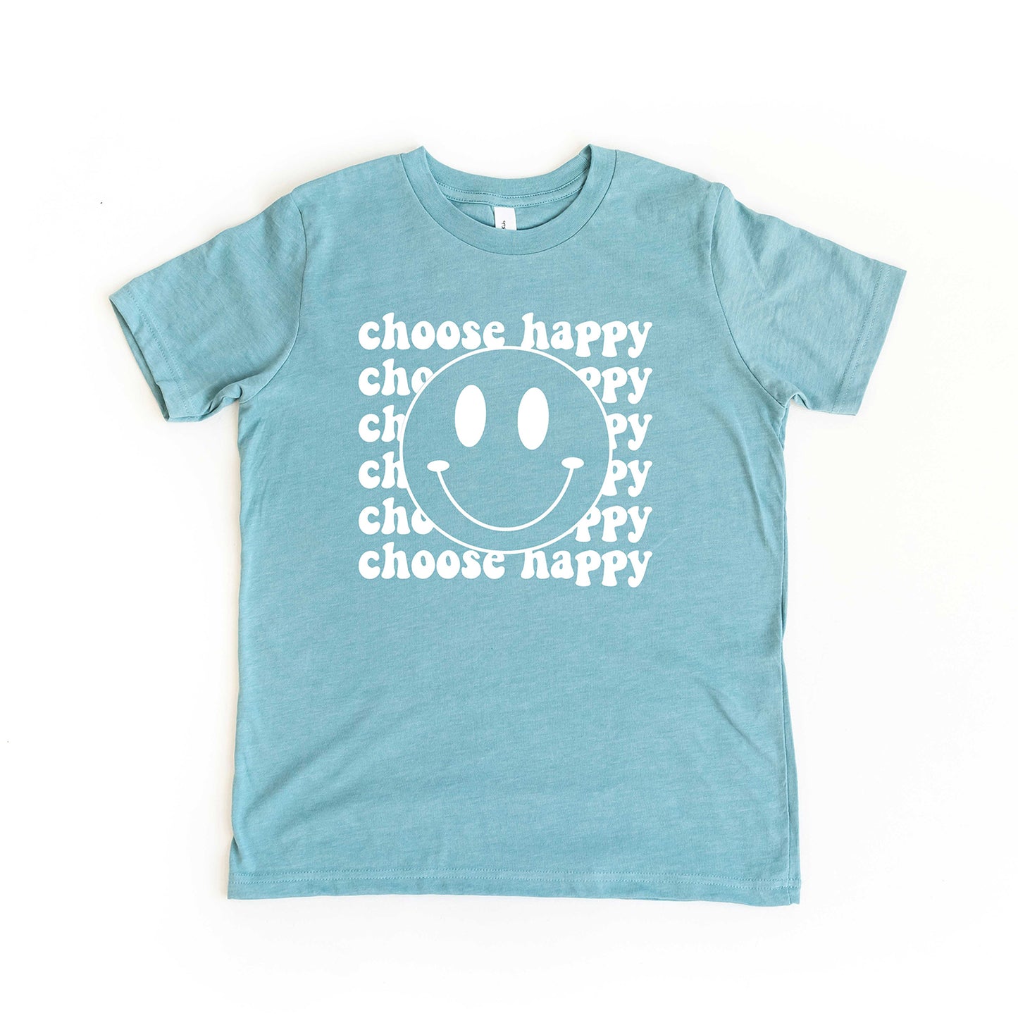 Choose Happy Smiley Face | Youth Short Sleeve Crew Neck