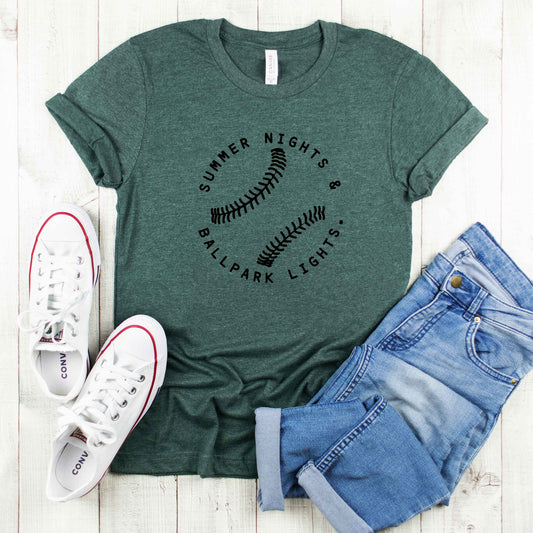 Summer Nights And Ballpark Lights | Youth Short Sleeve Crew Neck