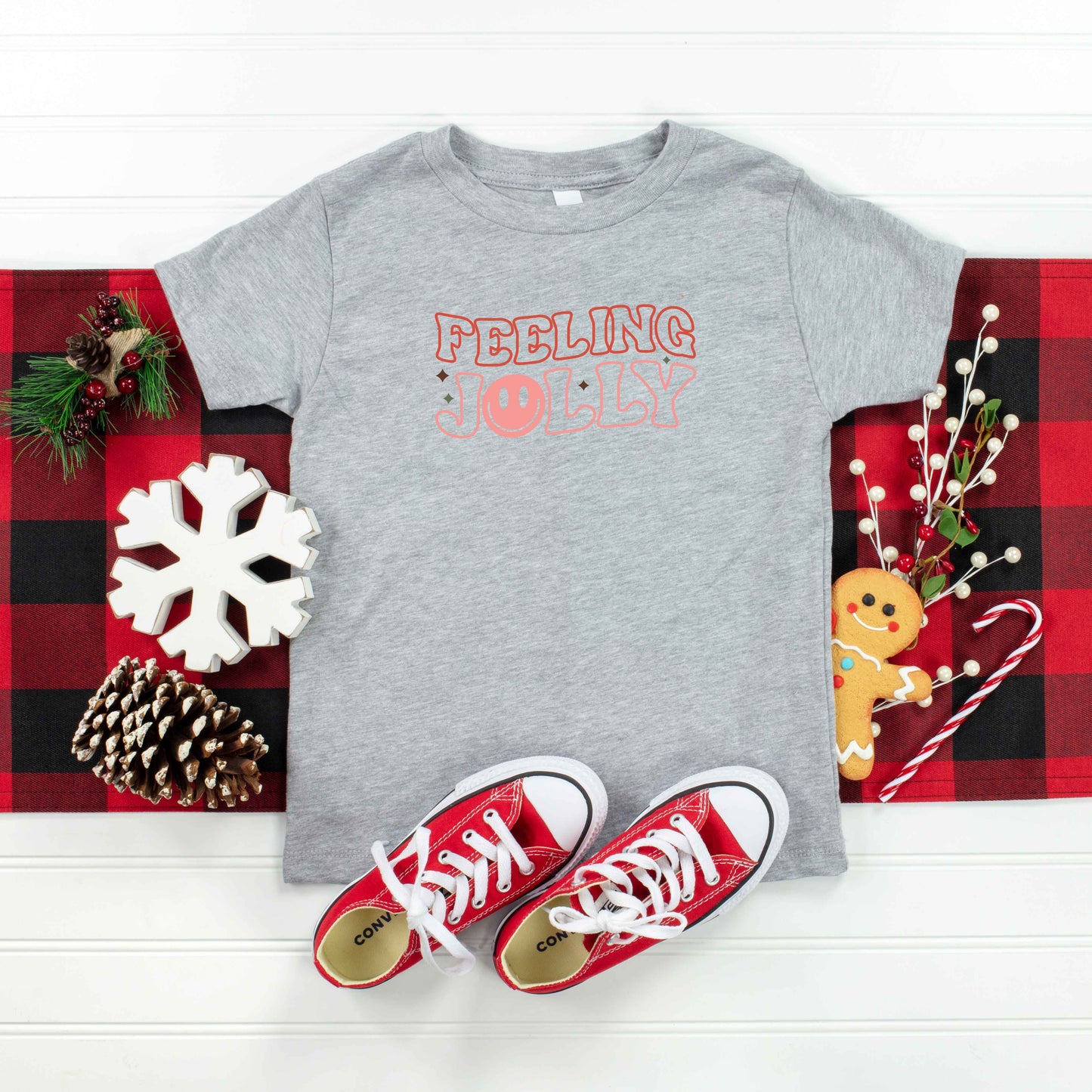 Feeling Jolly Smiley Face | Toddler Short Sleeve Crew Neck