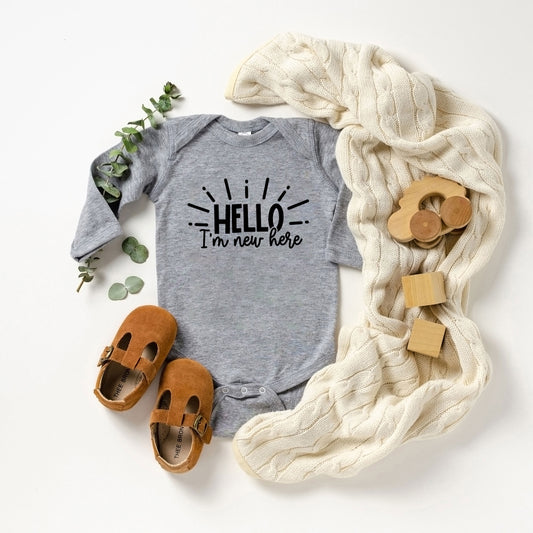 Hello I'm New Here Rays | Baby Long Sleeve Onesie