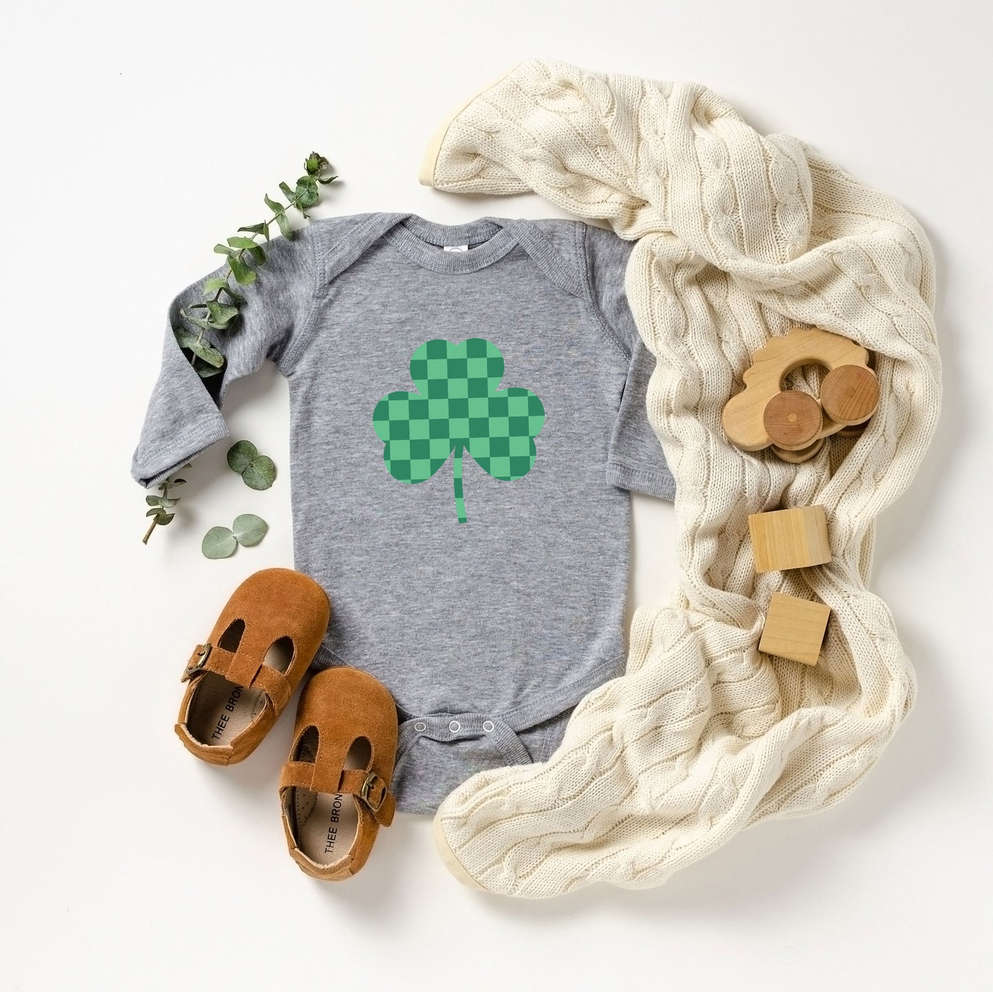 Checker Shamrock | Baby Long Sleeve Onesie