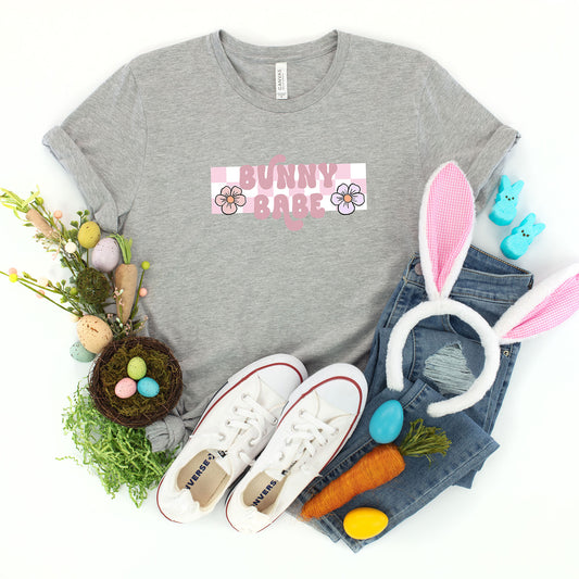 Bunny Babe Flowers | Youth Short Sleeve Crew Neck