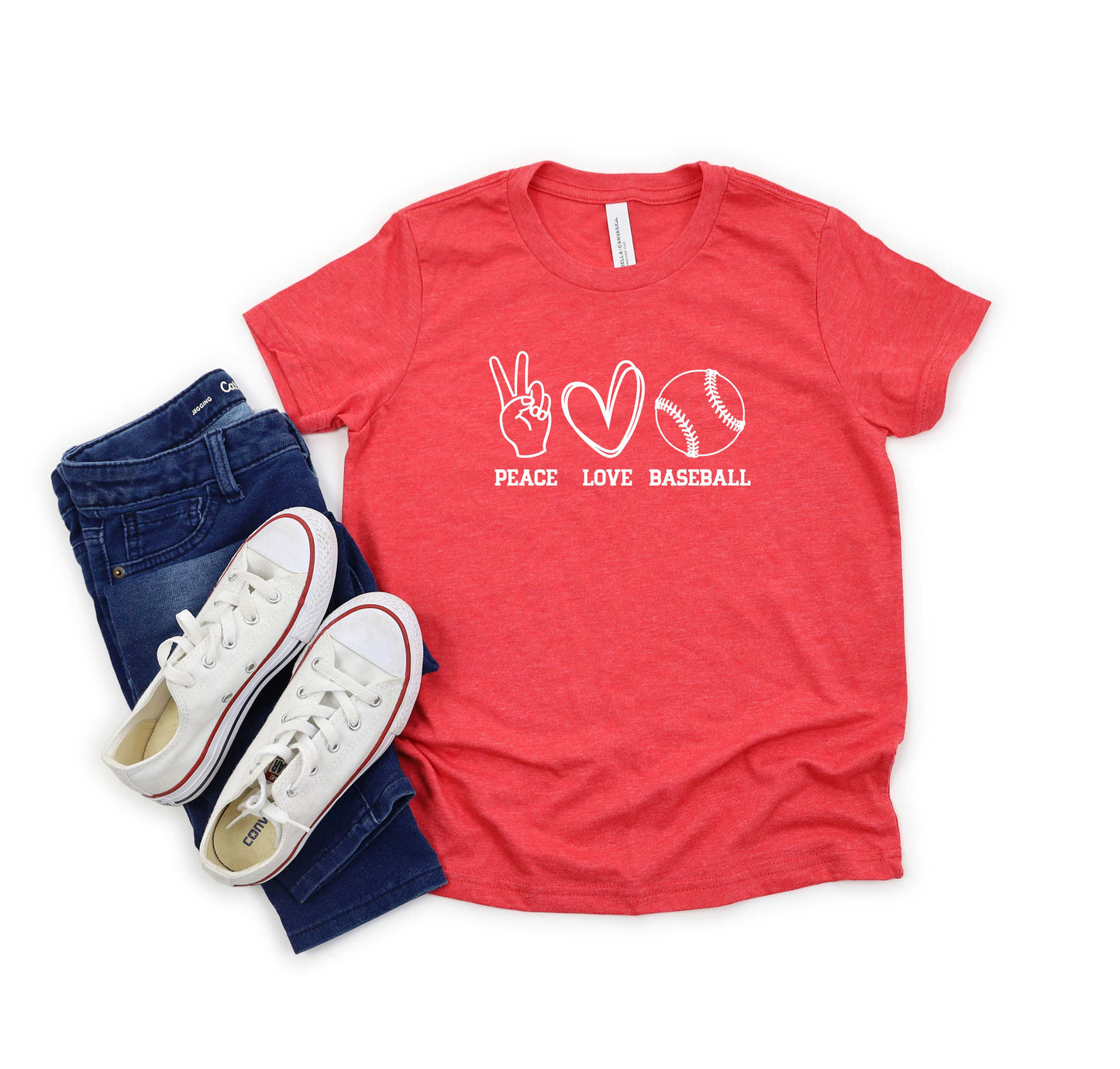 Peace Love Baseball | Youth Short Sleeve Crew Neck