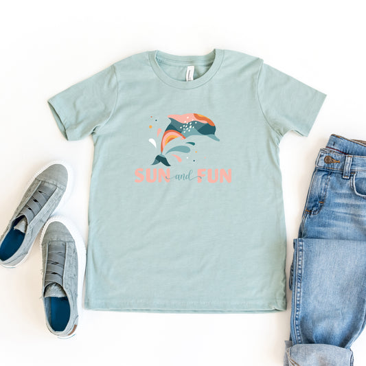 Boho Sun And Fun Dolphin | Youth Short Sleeve Crew Neck