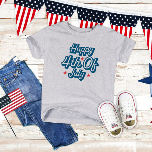 Happy 4th of July Stars | Toddler Short Sleeve Crew Neck