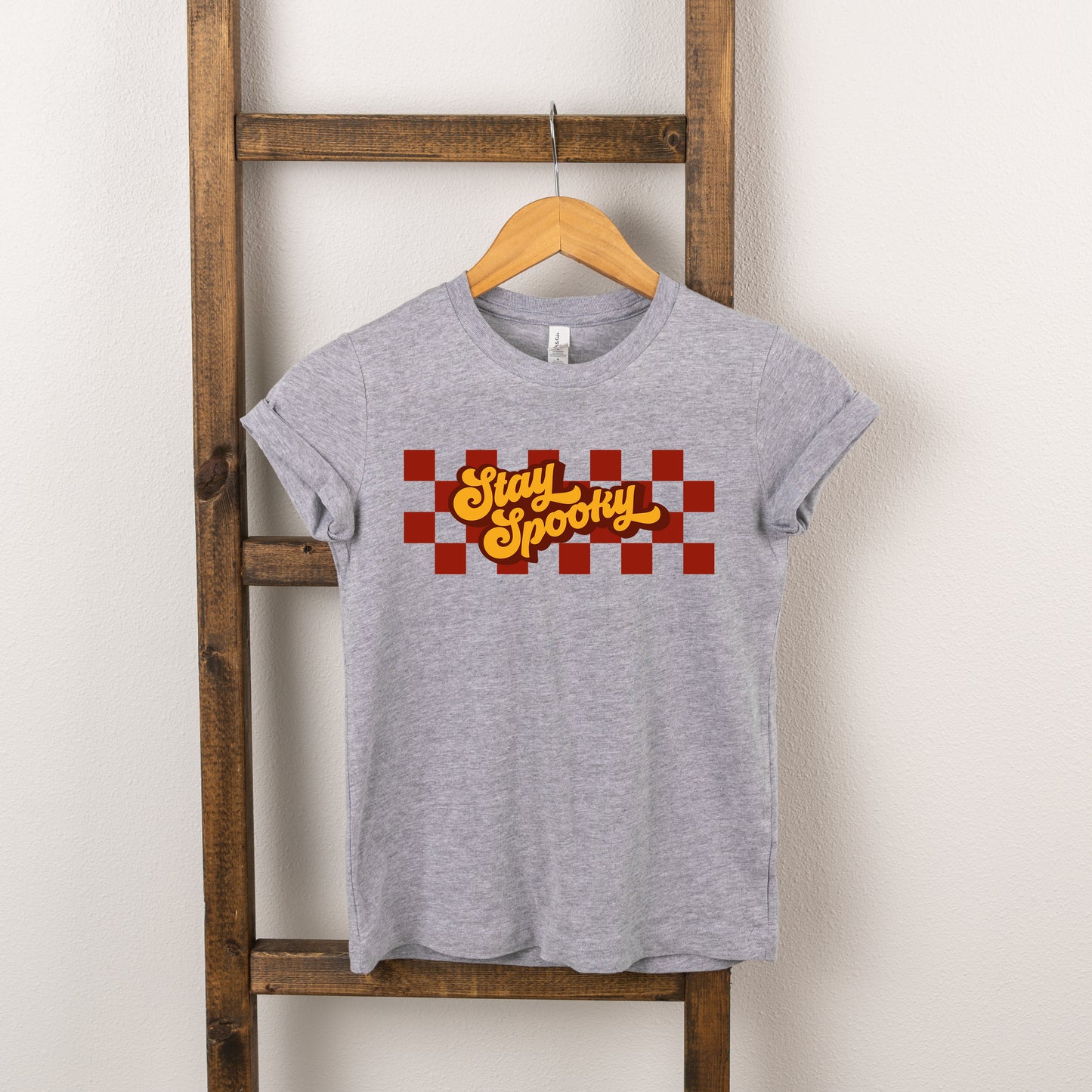 Stay Spooky Retro Checkered | Toddler Short Sleeve Crew Neck
