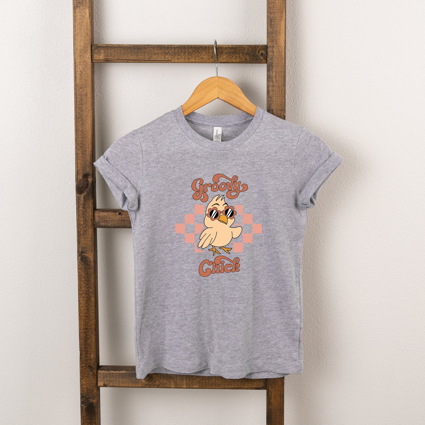 Groovy Chick Checkered | Toddler Short Sleeve Crew Neck