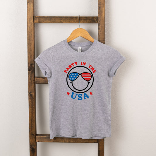 Party In The USA Smiley Face | Toddler Short Sleeve Crew Neck