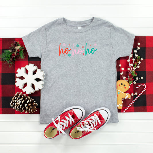Ho Ho Ho Colorful | Toddler Short Sleeve Crew Neck