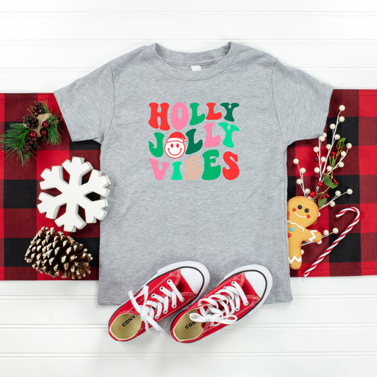 Holly Jolly Vibes Smile | Toddler Short Sleeve Crew Neck