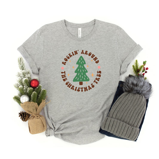 Retro Rockin Around Tree | Youth Short Sleeve Crew Neck