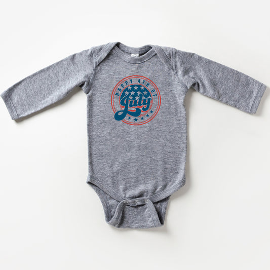 Happy Fourth Circle | Baby Long Sleeve Onesie