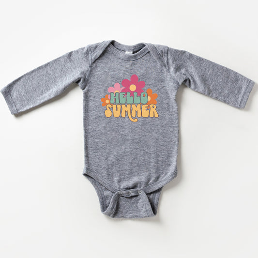 Hello Summer Flowers | Baby Long Sleeve Onesie