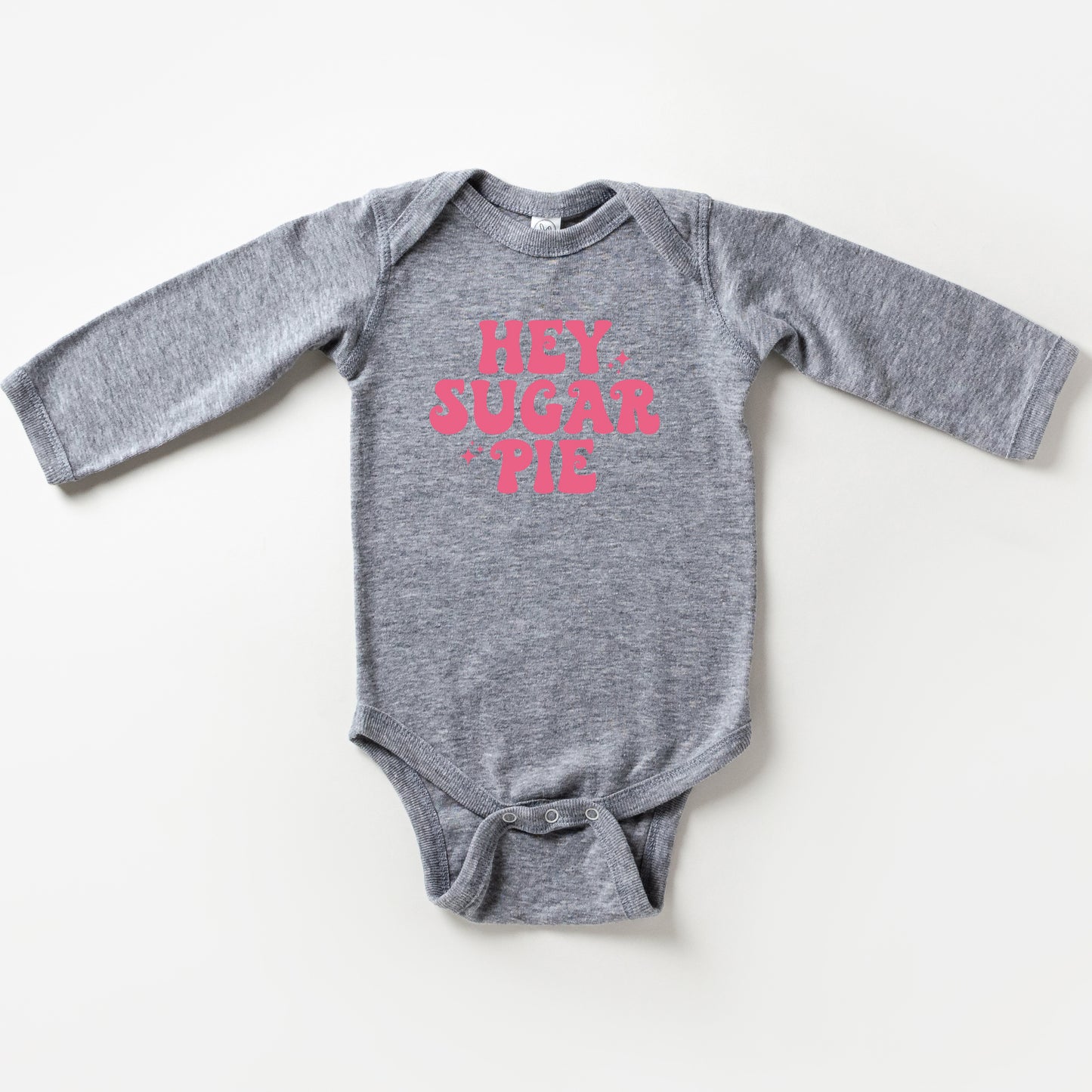 Hey Sugar Pie Stars Pink | Baby Long Sleeve Onesie