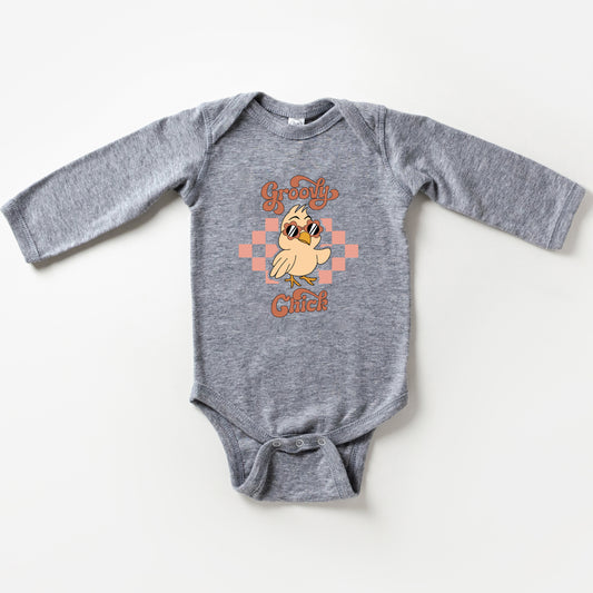 Groovy Chick Checkered | Baby Long Sleeve Onesie