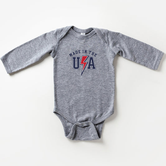 USA Lightning Bolt | Baby Long Sleeve Onesie