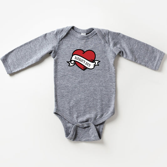 Mama's Boy Heart | Baby Long Sleeve Onesie