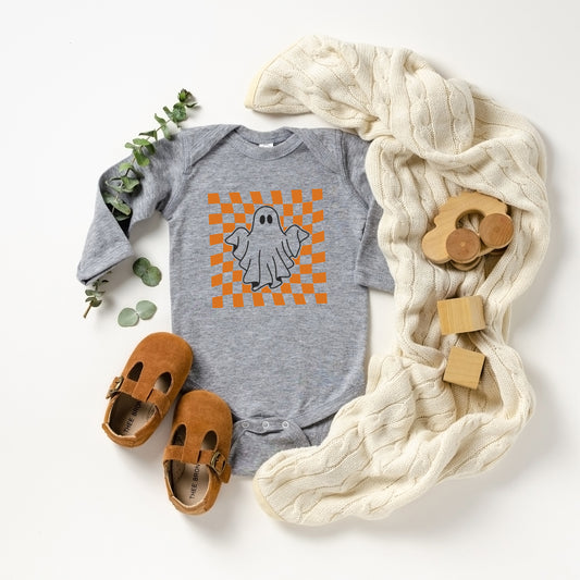 Checkered Ghost | Baby Long Sleeve Onesie