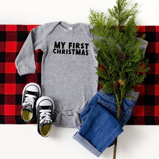 My First Christmas Stars | Baby Long Sleeve Onesie