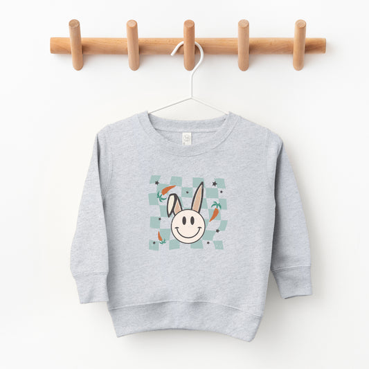 Checkered Smiley Easter Bunny | Toddler Sweatshirt