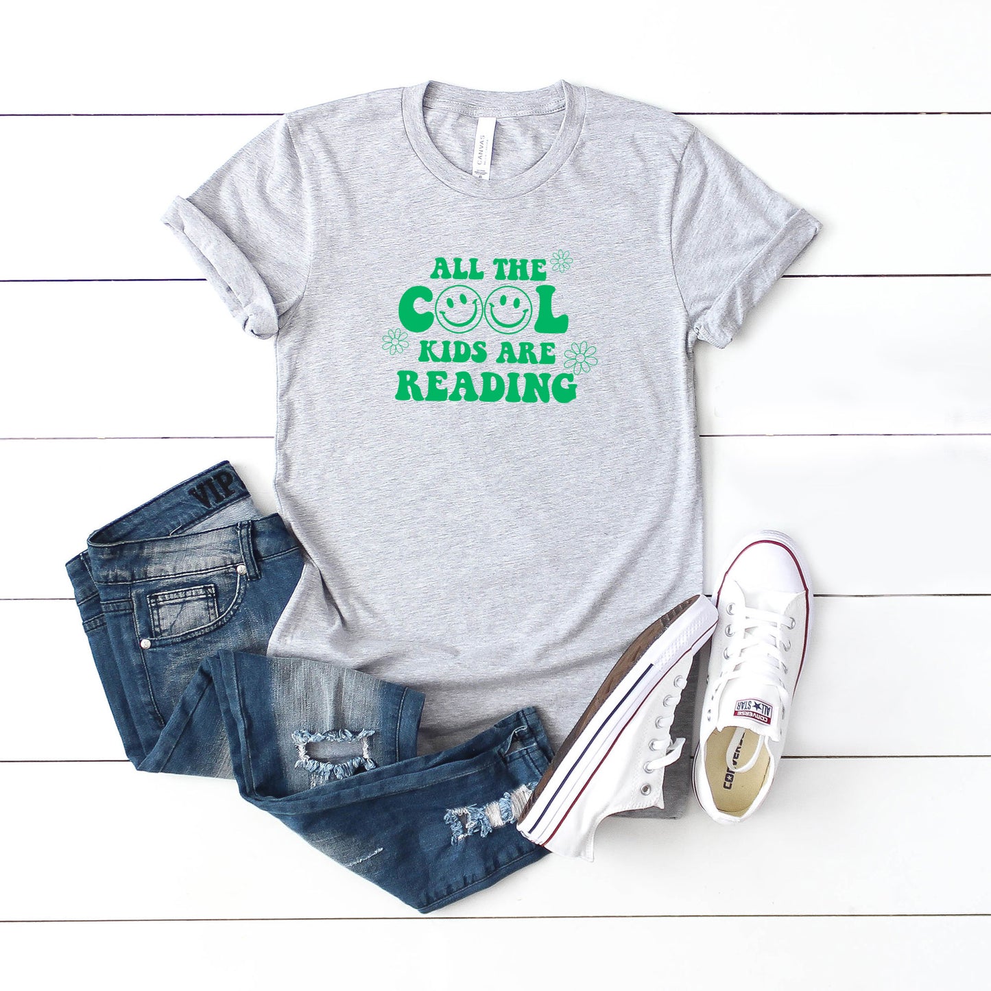 Cool Kids Are Reading Flowers | Youth Short Sleeve Crew Neck