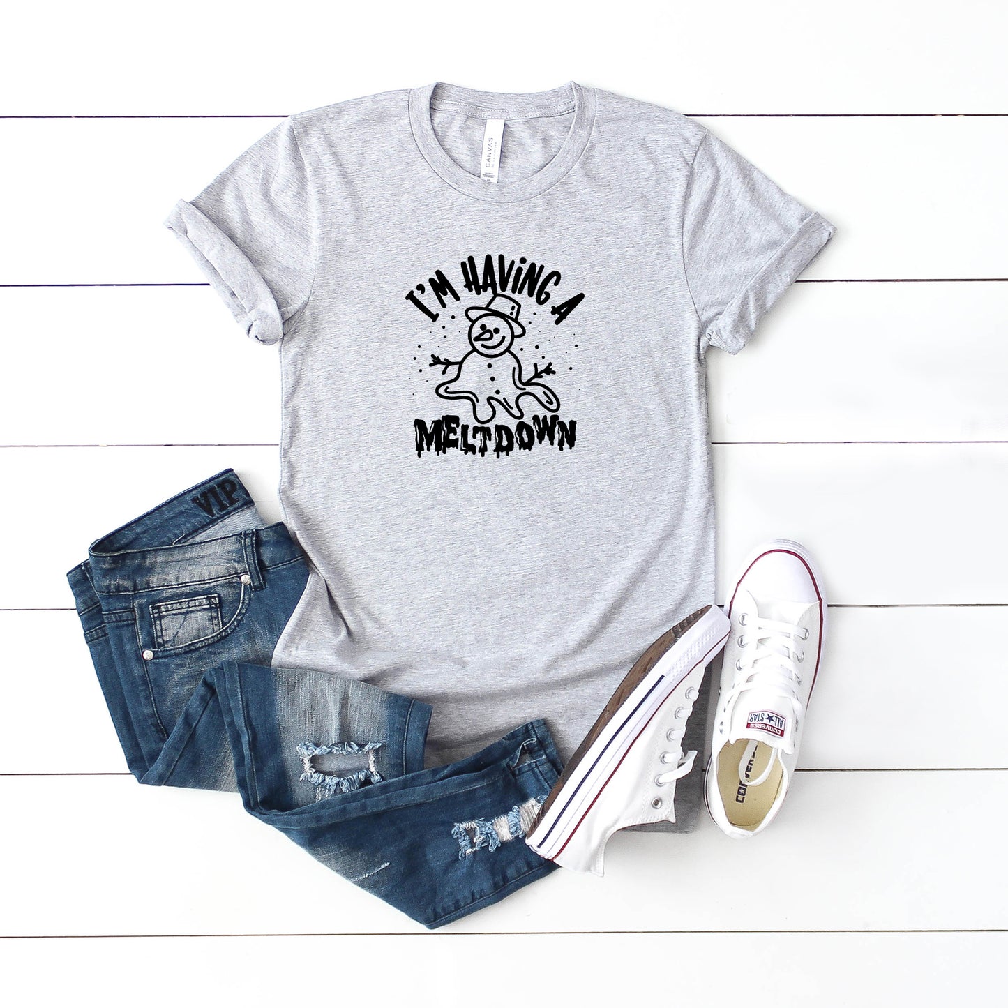Having A Meltdown Snowman | Youth Short Sleeve Crew Neck