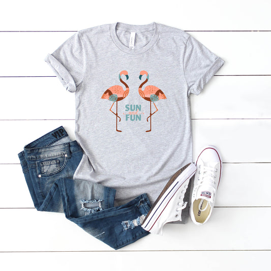Boho Sun And Fun Flamingos | Youth Short Sleeve Crew Neck