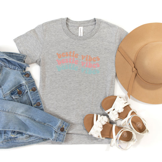 Bestie Vibes Wavy | Youth Short Sleeve Crew Neck