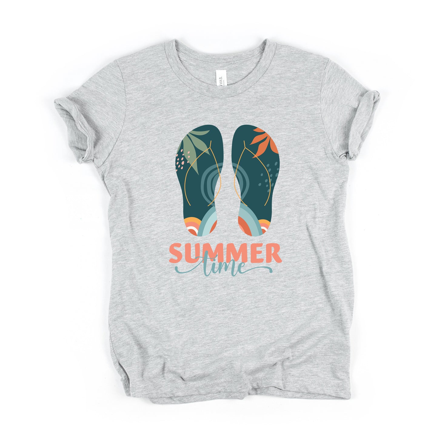Boho Summer Time Flip Flops | Youth Short Sleeve Crew Neck