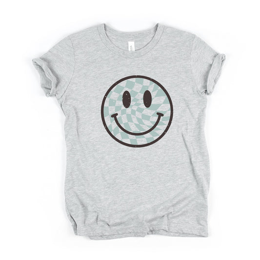 Checker Board Smiley Face | Youth Short Sleeve Crew Neck