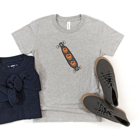 Skate Board With Smiley Faces | Youth Short Sleeve Crew Neck