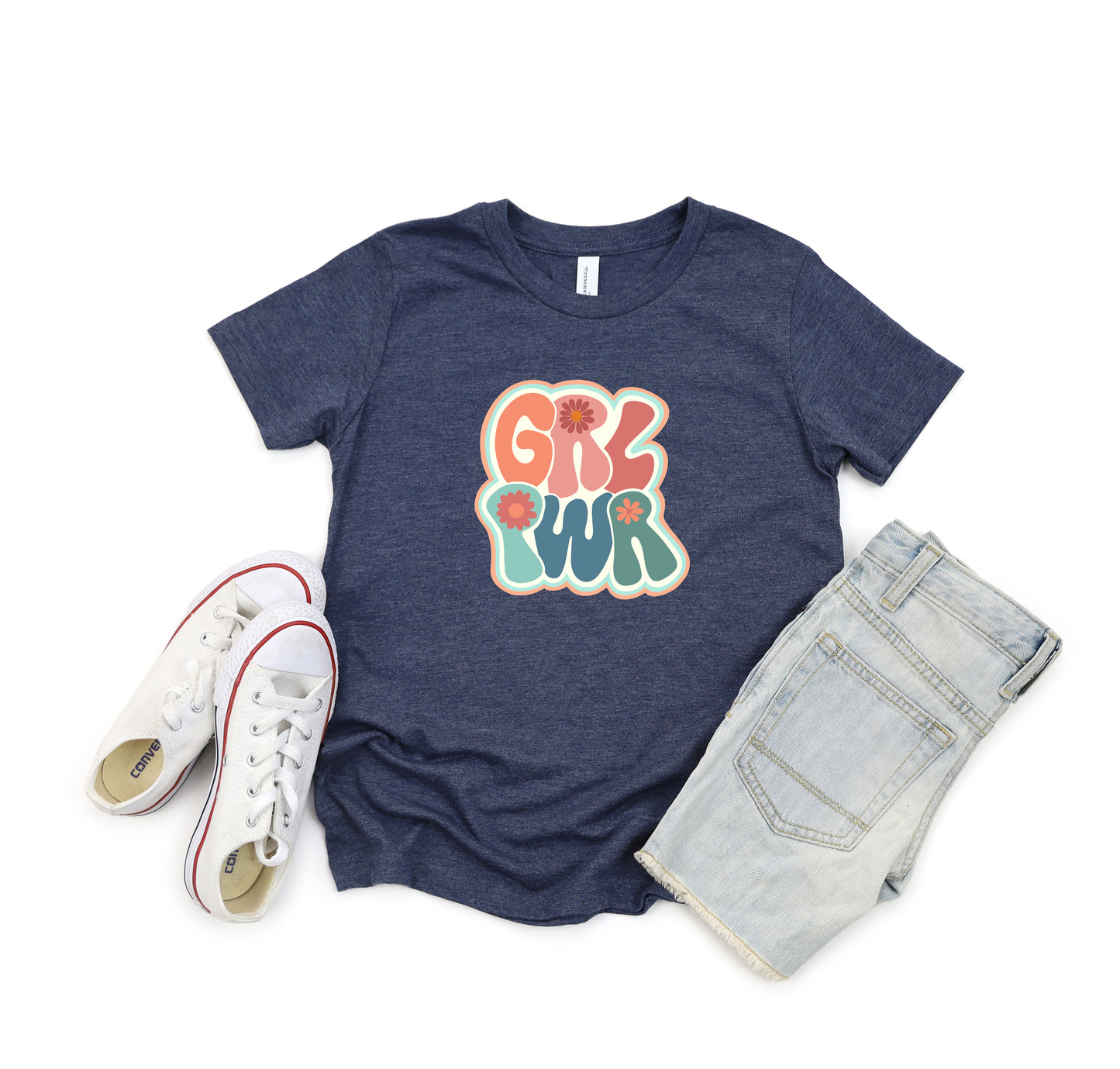 Retro Girl Power Colorful | Youth Short Sleeve Crew Neck