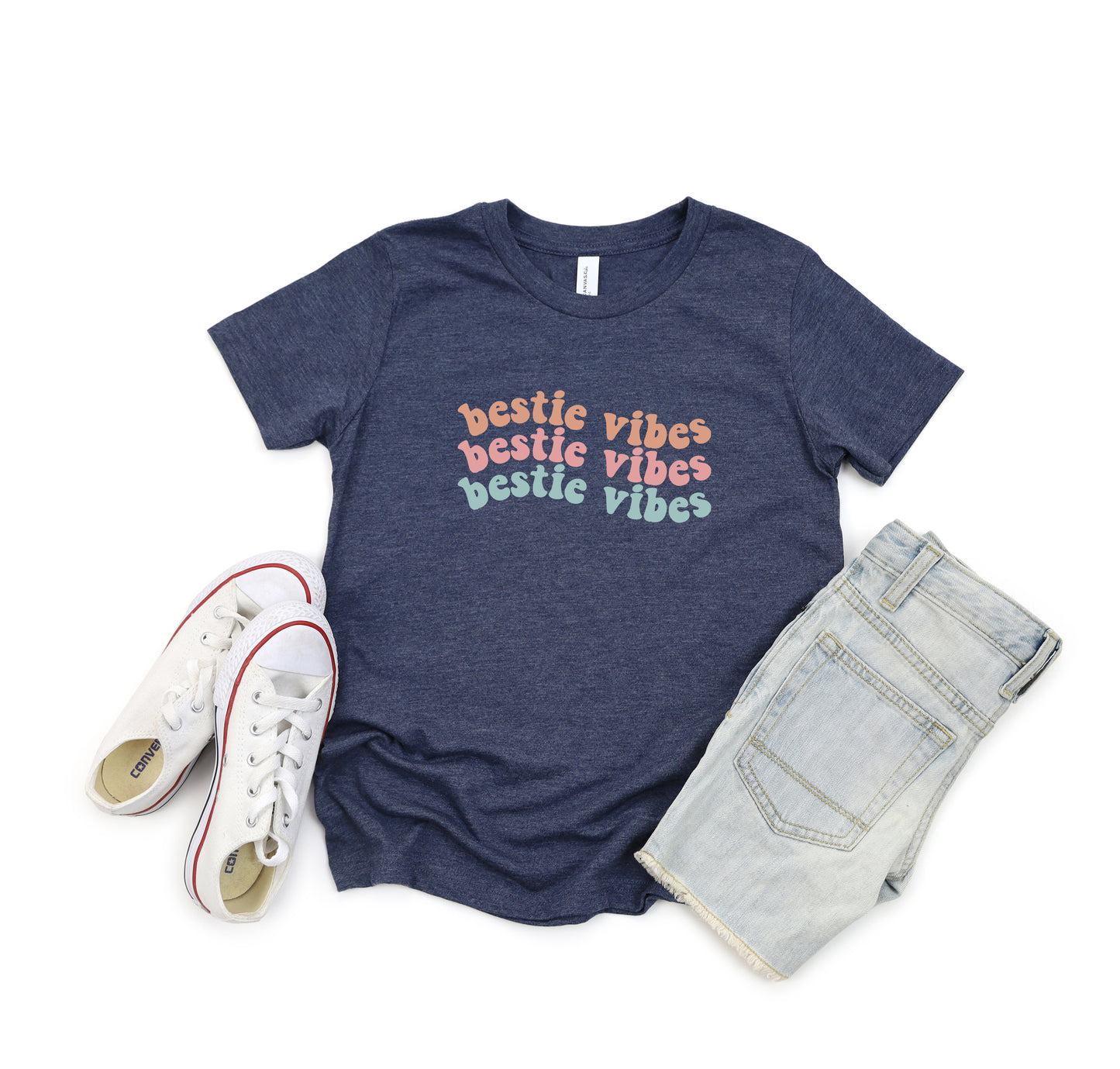 Bestie Vibes Wavy | Youth Short Sleeve Crew Neck