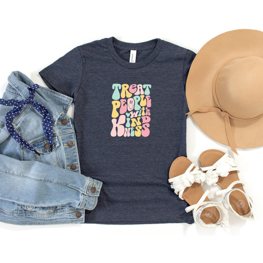 Retro Treat People With Kindness | Youth Short Sleeve Crew Neck