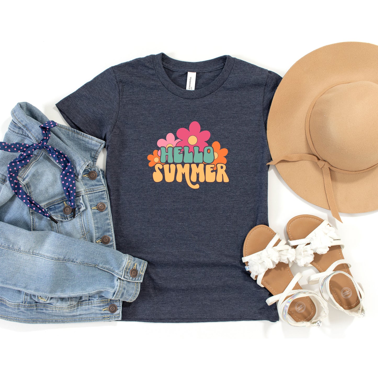 Hello Summer Flowers | Youth Short Sleeve Crew Neck