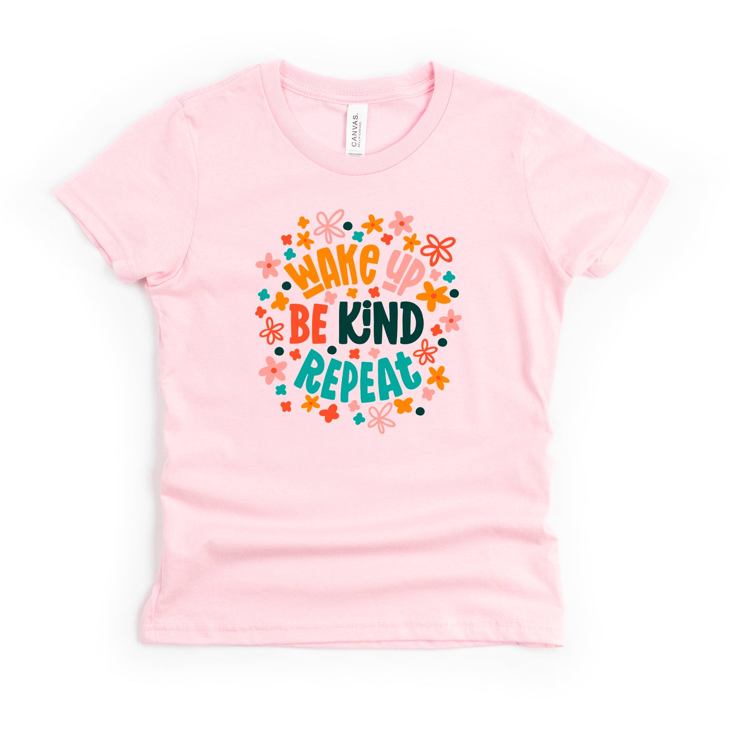 Wake Up Be Kind Repeat Floral | Youth Short Sleeve Crew Neck