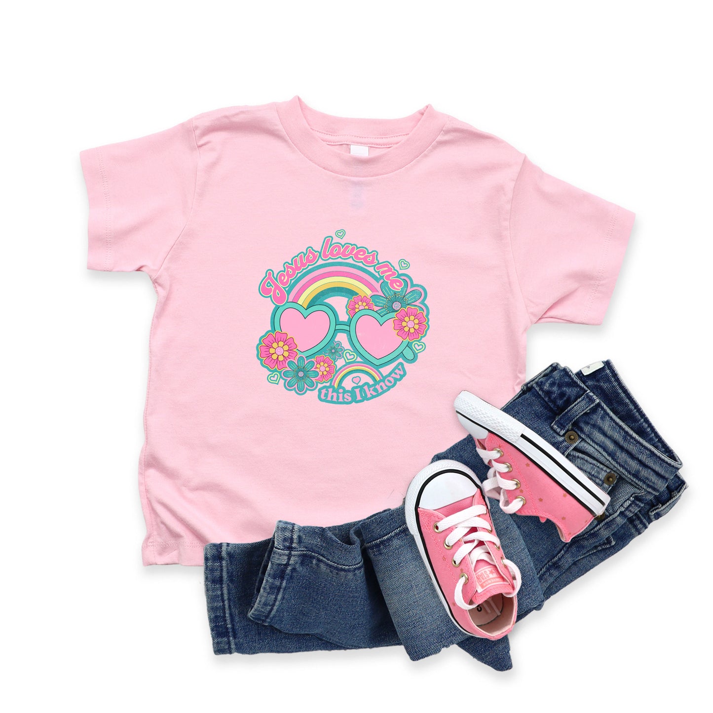 Jesus Loves Me Sunglasses | Toddler Short Sleeve Crew Neck