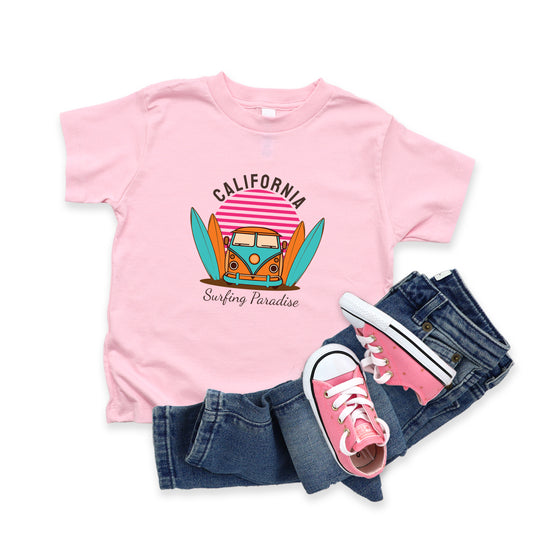 California Surfing Paradise | Toddler Short Sleeve Crew Neck