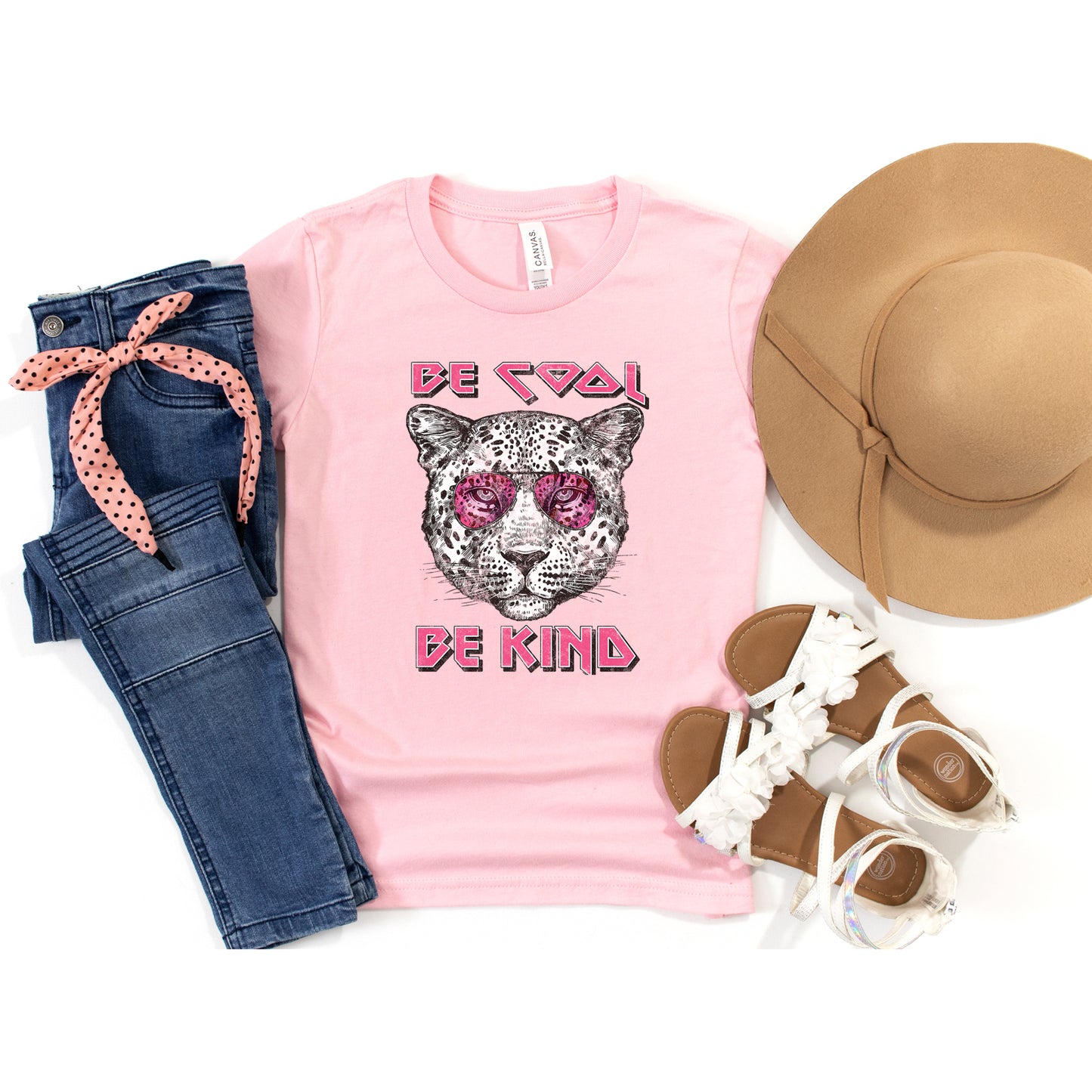 Be Cool Be Kind Leopard | Youth Short Sleeve Crew Neck