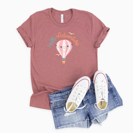 Hello Adventure Balloon | Youth Short Sleeve Crew Neck